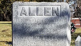 Headstone at Allen Pioneer Cemetery