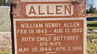 Headstone at Allen Pioneer Cemetery